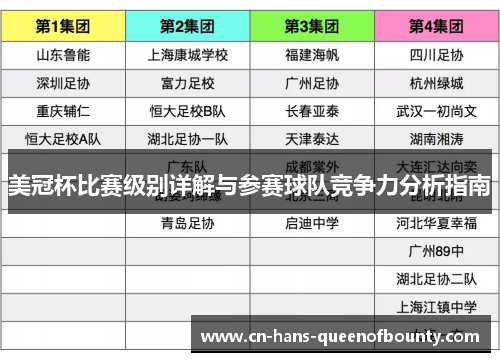 美冠杯比赛级别详解与参赛球队竞争力分析指南